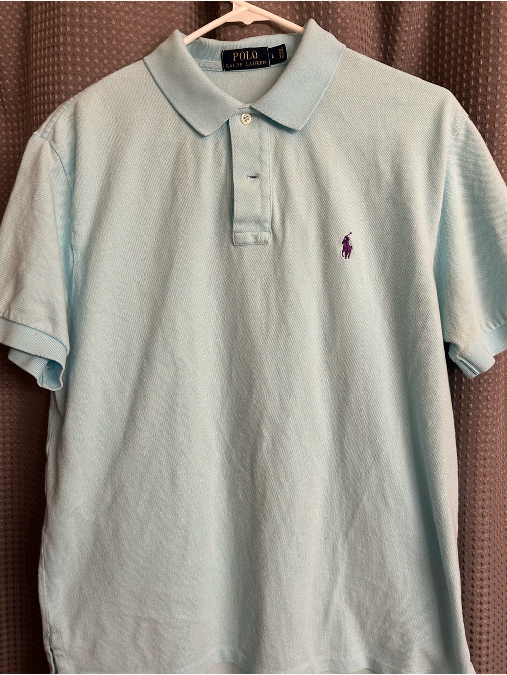 Polo by Ralph Lauren Men’s Pale Blue Polo with Purple Pony